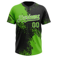 Load image into Gallery viewer, Custom Black Aurora Green-White 3D Pattern Abstract Brush Stroke Two-Button Unisex Softball Jersey
