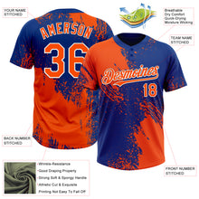 Load image into Gallery viewer, Custom Orange Royal-White 3D Pattern Abstract Brush Stroke Two-Button Unisex Softball Jersey
