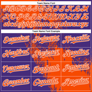 Custom Orange Purple-White 3D Pattern Abstract Brush Stroke Two-Button Unisex Softball Jersey