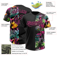 Load image into Gallery viewer, Custom Black Pink 3D Pattern Hawaii Tropical Palm Leaves Two-Button Unisex Softball Jersey
