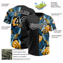 Load image into Gallery viewer, Custom Black White 3D Pattern Hawaii Tropical Leaves Two-Button Unisex Softball Jersey
