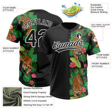 Load image into Gallery viewer, Custom Black White 3D Pattern Hawaii Tropical Tiger Two-Button Unisex Softball Jersey
