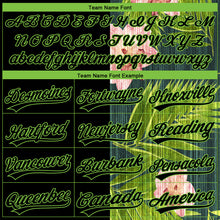 Load image into Gallery viewer, Custom Black Neon Green 3D Pattern Hawaii Tropical Palm Leaves With Orchids Two-Button Unisex Softball Jersey
