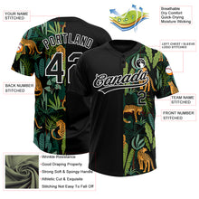 Load image into Gallery viewer, Custom Black White 3D Pattern Leopards And Tropical Palm Leaves Two-Button Unisex Softball Jersey
