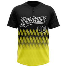 Load image into Gallery viewer, Custom Black Light Yellow-White 3D Pattern Lines Two-Button Unisex Softball Jersey
