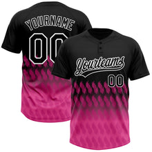 Load image into Gallery viewer, Custom Black Pink-White 3D Pattern Lines Two-Button Unisex Softball Jersey
