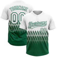 Load image into Gallery viewer, Custom White Kelly Green 3D Pattern Lines Two-Button Unisex Softball Jersey
