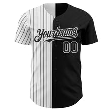 Load image into Gallery viewer, Custom Black White-Black Pinstripe Authentic Split Fashion Baseball Jersey
