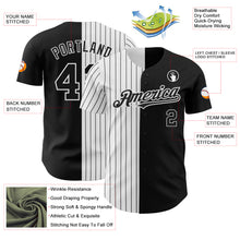 Load image into Gallery viewer, Custom Black White-Black Pinstripe Authentic Split Fashion Baseball Jersey
