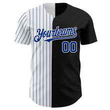 Load image into Gallery viewer, Custom Black White-Royal Pinstripe Authentic Split Fashion Baseball Jersey
