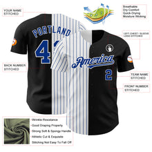 Load image into Gallery viewer, Custom Black White-Royal Pinstripe Authentic Split Fashion Baseball Jersey
