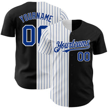 Load image into Gallery viewer, Custom Black White-Royal Pinstripe Authentic Split Fashion Baseball Jersey
