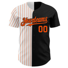 Load image into Gallery viewer, Custom Black White-Orange Pinstripe Authentic Split Fashion Baseball Jersey
