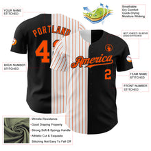 Load image into Gallery viewer, Custom Black White-Orange Pinstripe Authentic Split Fashion Baseball Jersey
