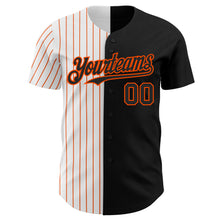 Load image into Gallery viewer, Custom Black White-Orange Pinstripe Authentic Split Fashion Baseball Jersey
