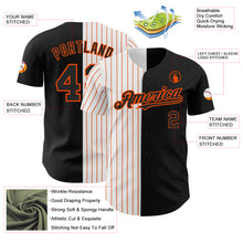 Load image into Gallery viewer, Custom Black White-Orange Pinstripe Authentic Split Fashion Baseball Jersey
