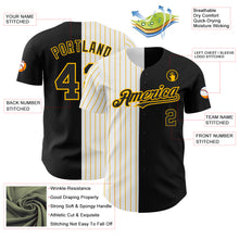 Load image into Gallery viewer, Custom Black White-Gold Pinstripe Authentic Split Fashion Baseball Jersey
