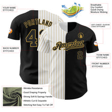 Load image into Gallery viewer, Custom Black White-Old Gold Pinstripe Authentic Split Fashion Baseball Jersey
