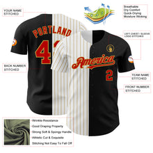 Load image into Gallery viewer, Custom Black Red-Old Gold Pinstripe Authentic Split Fashion Baseball Jersey
