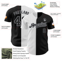 Load image into Gallery viewer, Custom Black White-Gray Pinstripe Authentic Split Fashion Baseball Jersey
