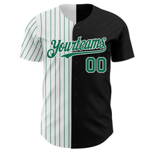 Load image into Gallery viewer, Custom Black White-Kelly Green Pinstripe Authentic Split Fashion Baseball Jersey
