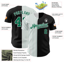 Load image into Gallery viewer, Custom Black White-Kelly Green Pinstripe Authentic Split Fashion Baseball Jersey
