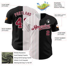 Load image into Gallery viewer, Custom Black White-Crimson Pinstripe Authentic Split Fashion Baseball Jersey
