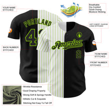 Load image into Gallery viewer, Custom Black White-Neon Green Pinstripe Authentic Split Fashion Baseball Jersey
