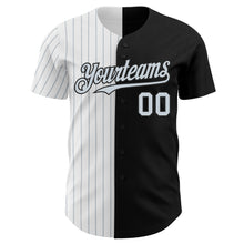 Load image into Gallery viewer, Custom Black White-Silver Pinstripe Authentic Split Fashion Baseball Jersey
