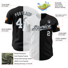 Load image into Gallery viewer, Custom Black White-Silver Pinstripe Authentic Split Fashion Baseball Jersey
