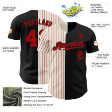 Load image into Gallery viewer, Custom Black Cream-Red Pinstripe Authentic Split Fashion Baseball Jersey
