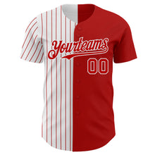 Load image into Gallery viewer, Custom Red White-Red Pinstripe Authentic Split Fashion Baseball Jersey
