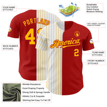 Load image into Gallery viewer, Custom Red White-Gold Pinstripe Authentic Split Fashion Baseball Jersey
