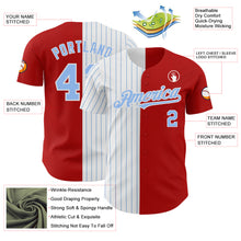 Load image into Gallery viewer, Custom Red White-Light Blue Pinstripe Authentic Split Fashion Baseball Jersey
