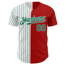 Load image into Gallery viewer, Custom Red White-Kelly Green Pinstripe Authentic Split Fashion Baseball Jersey
