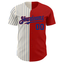 Load image into Gallery viewer, Custom Red Cream-Royal Pinstripe Authentic Split Fashion Baseball Jersey
