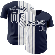 Load image into Gallery viewer, Custom Navy White-Navy Pinstripe Authentic Split Fashion Baseball Jersey
