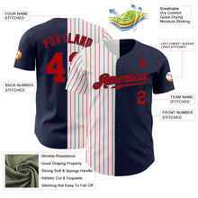 Load image into Gallery viewer, Custom Navy White-Red Pinstripe Authentic Split Fashion Baseball Jersey
