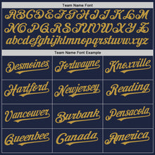 Load image into Gallery viewer, Custom Navy White-Old Gold Pinstripe Authentic Split Fashion Baseball Jersey
