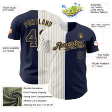 Load image into Gallery viewer, Custom Navy White-Old Gold Pinstripe Authentic Split Fashion Baseball Jersey
