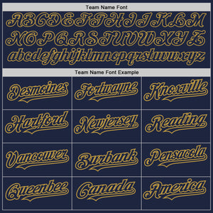 Custom Navy White-Old Gold Pinstripe Authentic Split Fashion Baseball Jersey