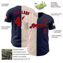 Load image into Gallery viewer, Custom Navy Cream-Red Pinstripe Authentic Split Fashion Baseball Jersey
