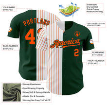 Load image into Gallery viewer, Custom Green White-Orange Pinstripe Authentic Split Fashion Baseball Jersey
