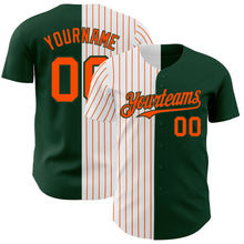 Load image into Gallery viewer, Custom Green White-Orange Pinstripe Authentic Split Fashion Baseball Jersey
