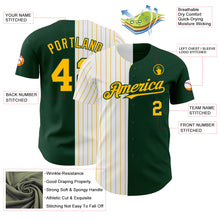 Load image into Gallery viewer, Custom Green White-Gold Pinstripe Authentic Split Fashion Baseball Jersey
