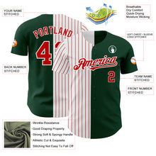 Load image into Gallery viewer, Custom Green White-Red Pinstripe Authentic Split Fashion Baseball Jersey
