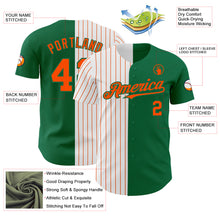 Load image into Gallery viewer, Custom Kelly Green White-Orange Pinstripe Authentic Split Fashion Baseball Jersey
