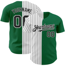 Load image into Gallery viewer, Custom Kelly Green White-Black Pinstripe Authentic Split Fashion Baseball Jersey
