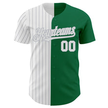 Load image into Gallery viewer, Custom Kelly Green White-Gray Pinstripe Authentic Split Fashion Baseball Jersey
