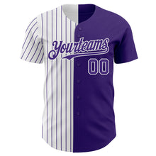 Load image into Gallery viewer, Custom Purple White-Purple Pinstripe Authentic Split Fashion Baseball Jersey
